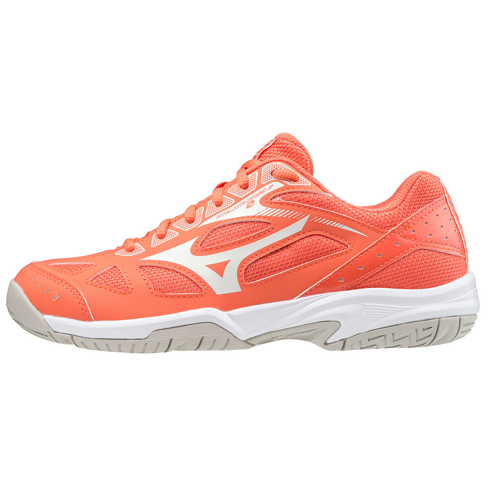 Scarpe da netball Mizuno Cyclone Speed 2 Nb Donna - Corallo/Bianche - 12637-GIFN